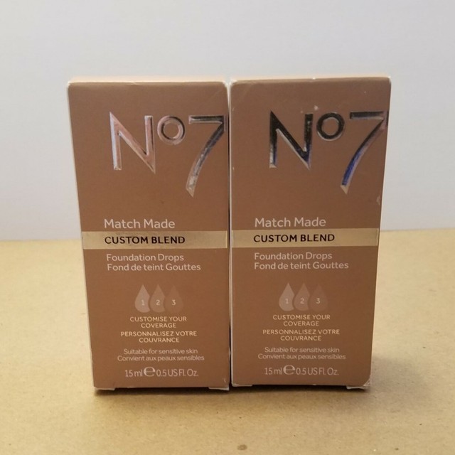 (2) No7 Match Made Custom Blend Foundation Drops Cool Beige 0.5 Fl