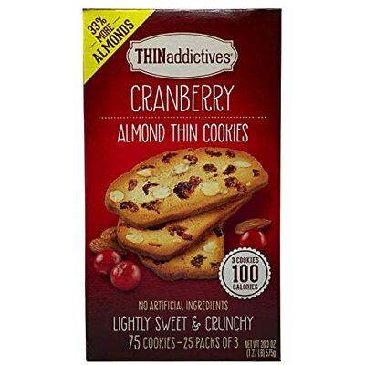 Thin Addictives Cranberry Almond Thin Cookies (33% More Almonds) 2 bxs. x 1.27