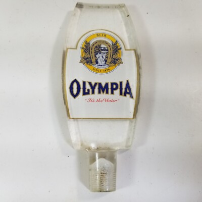 OLYMPIA BREWING CLEAR LUCITE GOOD LUCK HORSESHOE BEER TAP HANDLE