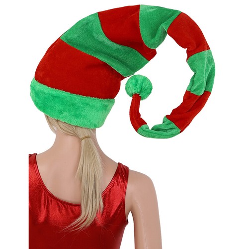 Unisex Christmas Clown Hat Long Bendable Striped Felt Plush Santa Claus Cap 60cm - Bild 7 von 12