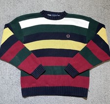 Vintage 90s Tommy Hilfiger Sweater Mens XL Multicolored Striped Rugby Pullover