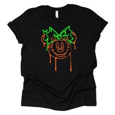 Disney M Medium Halloween Spooky Paint Drip Minnie Mouse T-Shirt Pumpkin 7/8 NWT