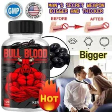 Bull Blood Male Enhancement Increase Size, Energy & Strength, 30/60/120 Capsules
