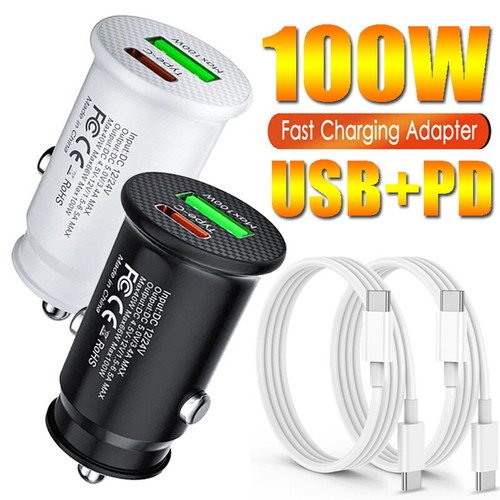 100W USB Type-C Mini - Car Charger Fast Charger Adapter For iPhone Samsung Phone