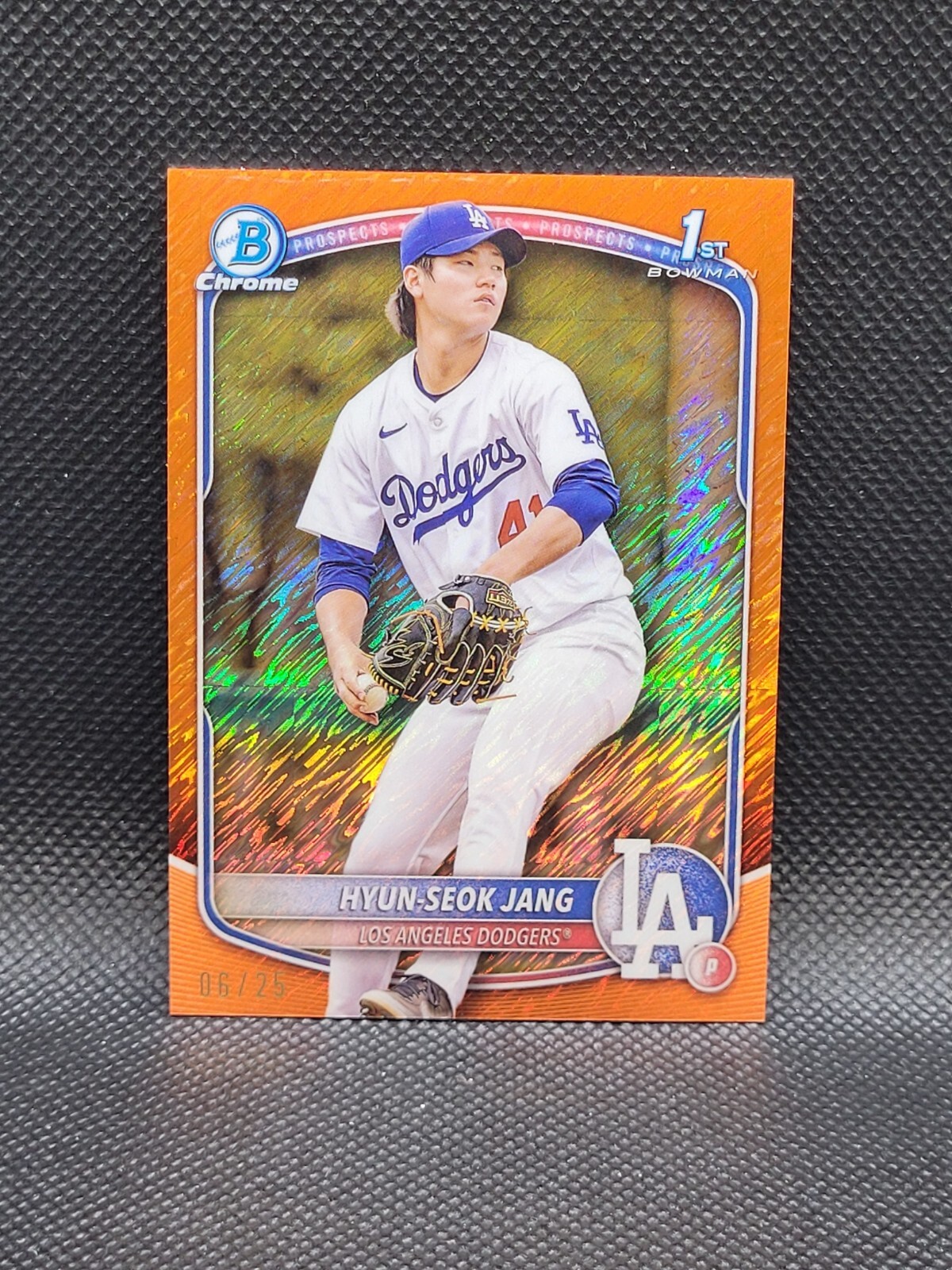 2025 Bowman Chrome HYUN-SEOK JANG orange shimmer refractor 06/25 1st RC Dodgers