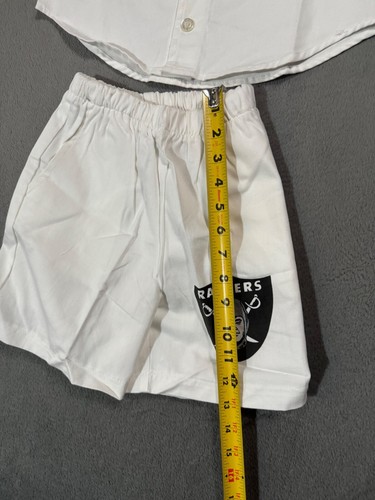 Los Angeles Raiders Vtg 80s 2 Piece NFL Button T Shirt Jersey Shorts YOUTH Kid M - Picture 16 of 20