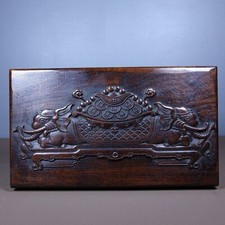 Collectible China Old Rosewood handmade Elephants pattern exquisite jewelry box