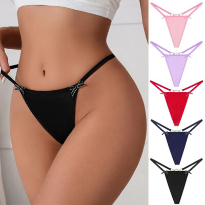 5pack Lot Sexy Women Heart Bow Thongs G-string Panties Brief Lingeries Underwear