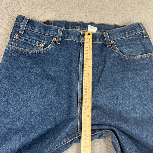 Vintage Levi's 505 Jeans Straight Leg 38x30 Regular Fit Dark Wash Blue Raw Hem - Picture 5 of 12
