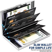 Anti-Scan anti RFID Blocking 6 Cards Aluminum Metal ID Bank Credit Card Holder S