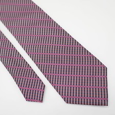 Dkny Woven Red Blue Plaid W/ Pink Striped Silk Tie