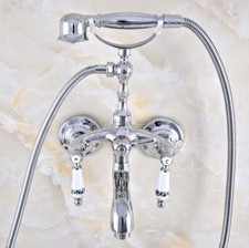 Bathroom Chrome Wall Mounted Bathtub Clawfoot Tub Faucet w/ Hand Shower atf849