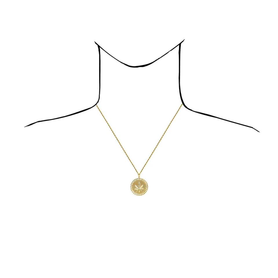 Colgante Redondo Oro 10K Marihuana Hoja de Cáñamo Miami Frontera Cubana 1.7"-2.1" Foto 4 de 4