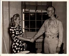 Vtg Photo Betty Grable US Army General Simpson 40s WW2 Celebrity Creased Corner