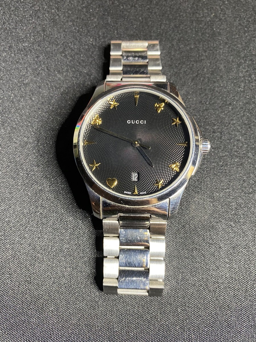 Men's Gucci Watch G Timeless Silver Stainless Steel Gold Men's Gucci Watch G Timeless Silver Stainless Steel Gold