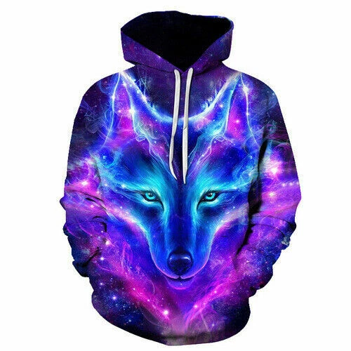 Galaxy Light Wolf Animal Women Men 3D Print Hoodies Pullovear Sweatshirts - Picture 3 of 3