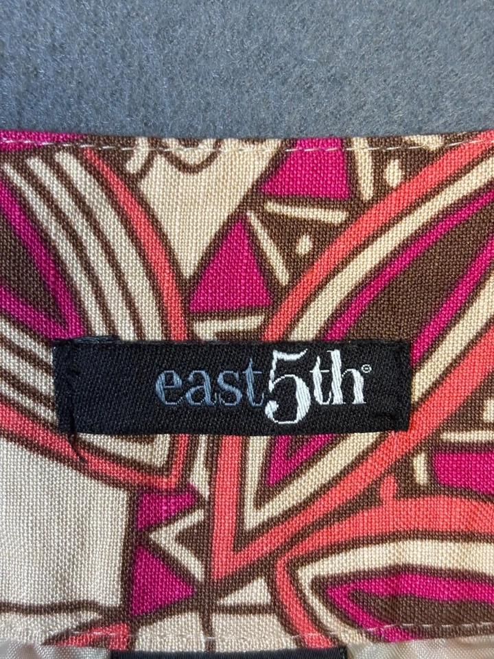 Maxi Falda Larga Midi East 5th Fifth Mujer Talla 16 Lino Acampanada Marrón Rosa Salmón Foto 3 de 4