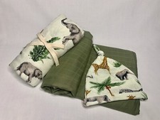 Extra large Safari Muslin/swaddle baby blanket, Safari theme Newborn baby beanie