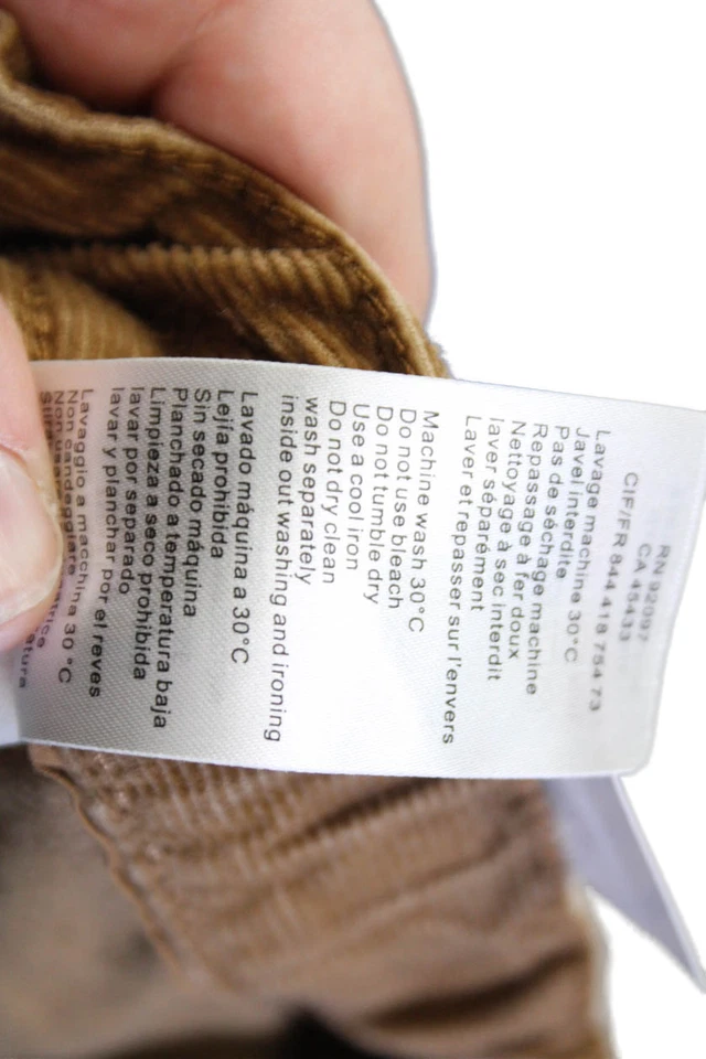 Pantalones al tobillo informales elásticos con cremallera de pana de algodón marrón talla 8 Jacadi para niños Foto 4 de 4