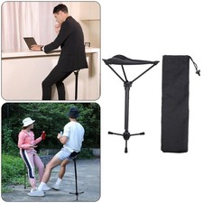 1xOutdoor Folding Walking Stick Tripod Stool Portable Tripod Stool Folding Chair