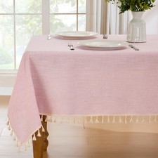 JIALE Valentines Textured Tablecloth, Heavy Duty Linen Style Farmhouse Table Clo