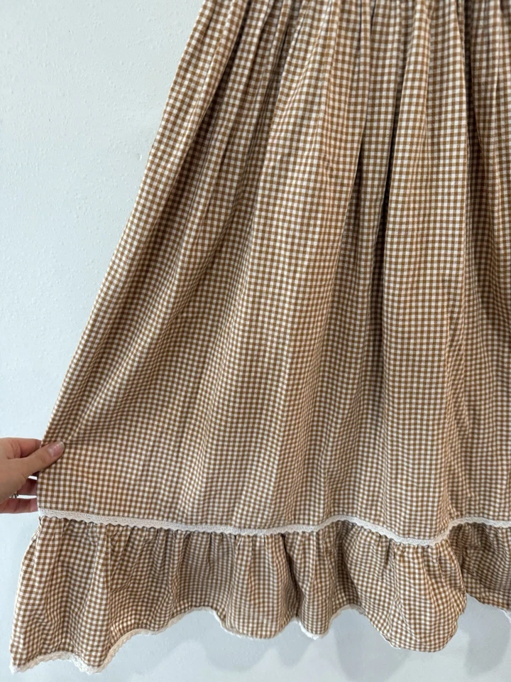 $148 Bebe Organic Girls 12 Dress 100% Organic Cotton Long Maxi Sleeveless Check - Image 2 of 4