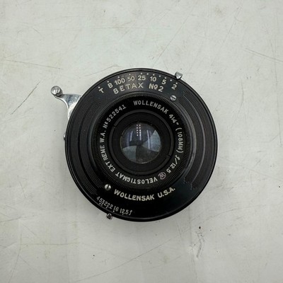 Wollensak Betax No. 2 4 1/4'' 108MM f/12.5 Velostigmat Shutter Camera Lens Black