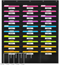 School Pocket Chart, 30 Signatory Pocket, Heavy Duty Hanging File Folders Pocket