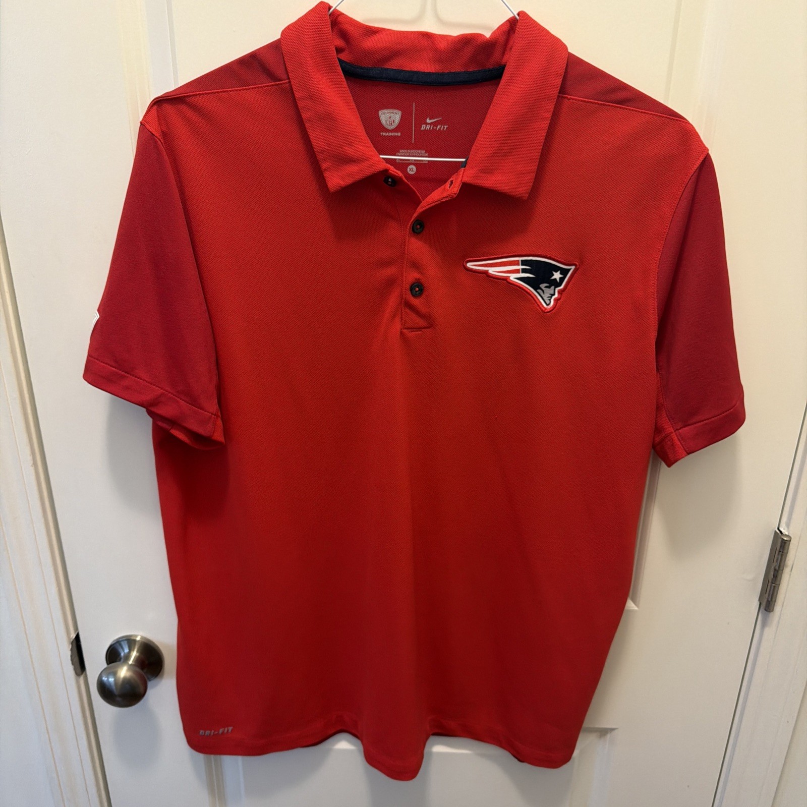 NFL New England Patriots Nike Dri Fit Red Polo Golf Shirt Mens On Field. XL