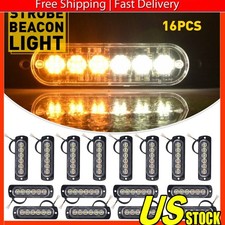 16x 6 Led Amberwhite Side Marker Flash Emergency Strobe Light Bar Kit Tow Truck