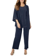 Catherines Luminary Blue Mother of Bride 3 Piece Pants Set-Plus Size OXWP Petite