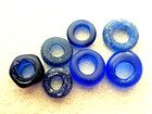 ANTIQUE  7  PCS  DIFF  COLOR  COBALT BLUE   RING  PATTERN GLASS TRADE BEADS — photo 6