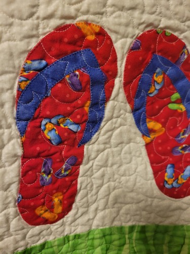 Flip Flop Summer Quilt 66" x 67" Throw Afghan Blanket - Picture 4 of 7