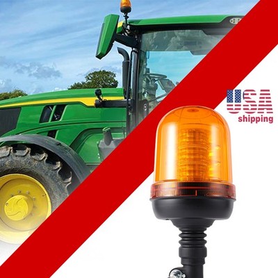 Beacon LED Warning Light- 12-24V LED Amber Rotating Flex Mount Fits John Deere