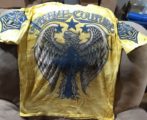2XL Xtreme Couture Graphic Print T-Shirt! Bright Yellow! Used! 100% Cotton