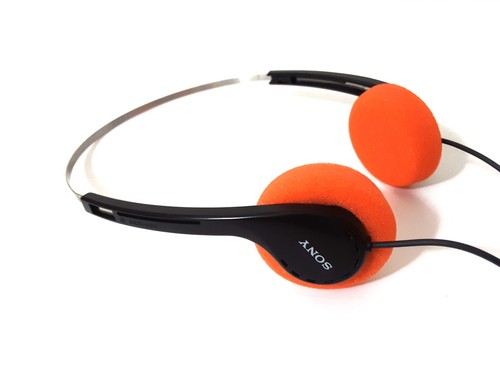 🔥 Sony MDR-006 Walkman Stereo Headphones Orange Pads Vintage Retro!