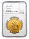 1883 S $20 Liberty Head UNC Details Cleaned NGC Certified Gold Coin