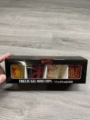Fireball Whiskey Freeze Gel Shot Mini Cups NEW Lot Of 4 2018 Hard Plastic 1.5oz