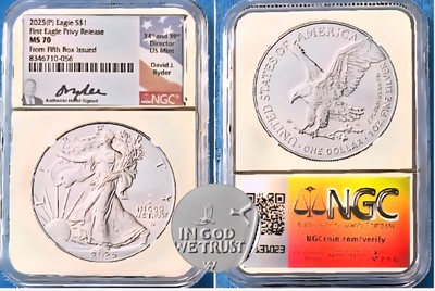 2025 ASE EAGLE PRIVY NGC MS70 RYDER SIGNED FROM THE 5TH BOX MINTED