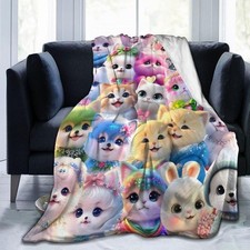 40x30" Multicolor Cat Flannel Blanket Print Design Lightweight Throw Modern