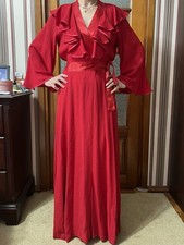 OSSIE CLARK Vintage 1970’s Moss Crepe Gorgeous Dress Bright Red Sz 12