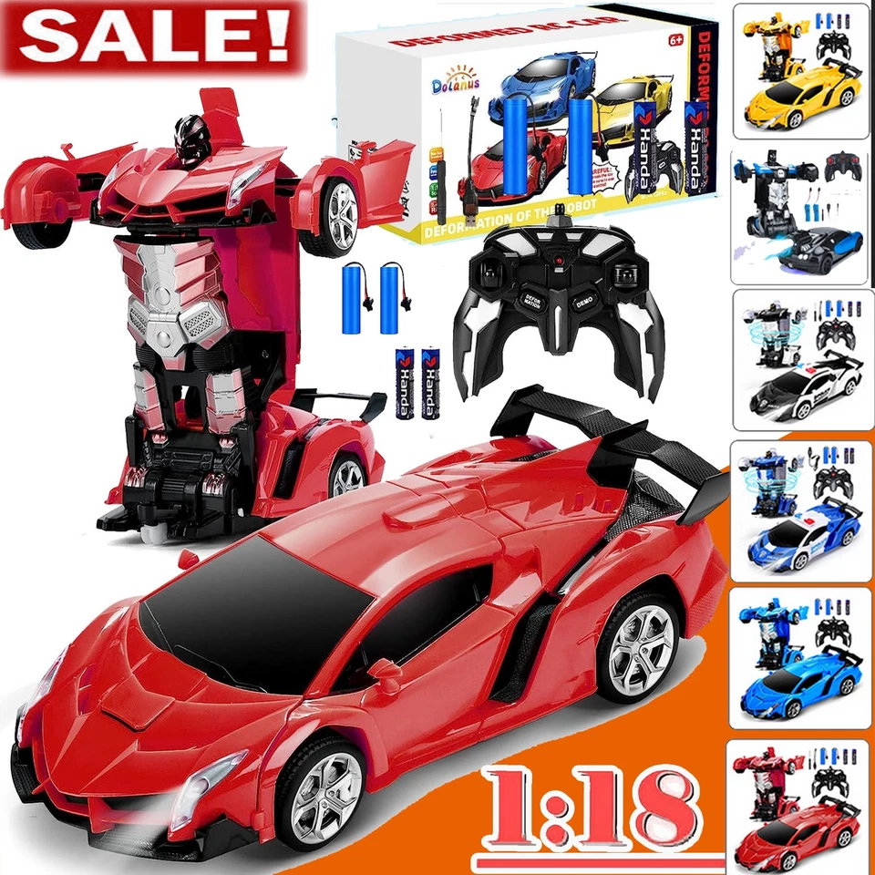 Spielzeug Transformer Auto Rennauto Roboter mit Fernbedienung Motor Wagen kinder - Bild 3 von 4