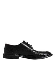 Dolce & Gabbana Black Leather Derby Wingtip Formal Men's Shoes Authentic