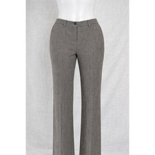 Chaps Womens 12 Black Ivory Houndstooth 100% Wool Pants Academia Office Preppy