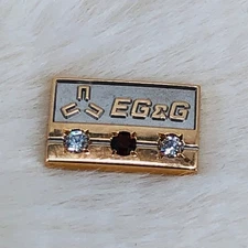 Vtg EG&G Company 10k Gold Diamond Ruby Employee Service Award Lapel Pin