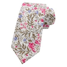 Men Skinny Tie Cotton Floral Necktie for Wedding Groomsmen Tie N-69