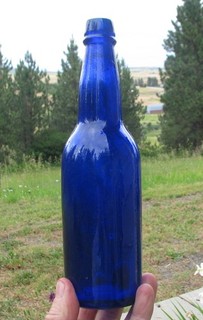 MONTANA found COBALT BLUE ring top ADOLPHUS BUSCH GLASS MFG CO. beer bottle