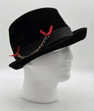 RANLEIGH Fedora Hat Black Wool Felt Union Made USA Size 22.5 VTG