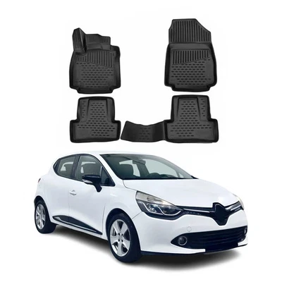 OMAC Tapis de sol pour Renault Clio 2012-2019 sur mesure en caoutchouc Noir - Photo 1/4