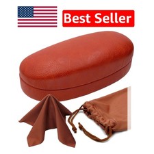 Elegant Large Sunglasses Case - Hard Shell Eyeglass Holder with Pouch Cloth
